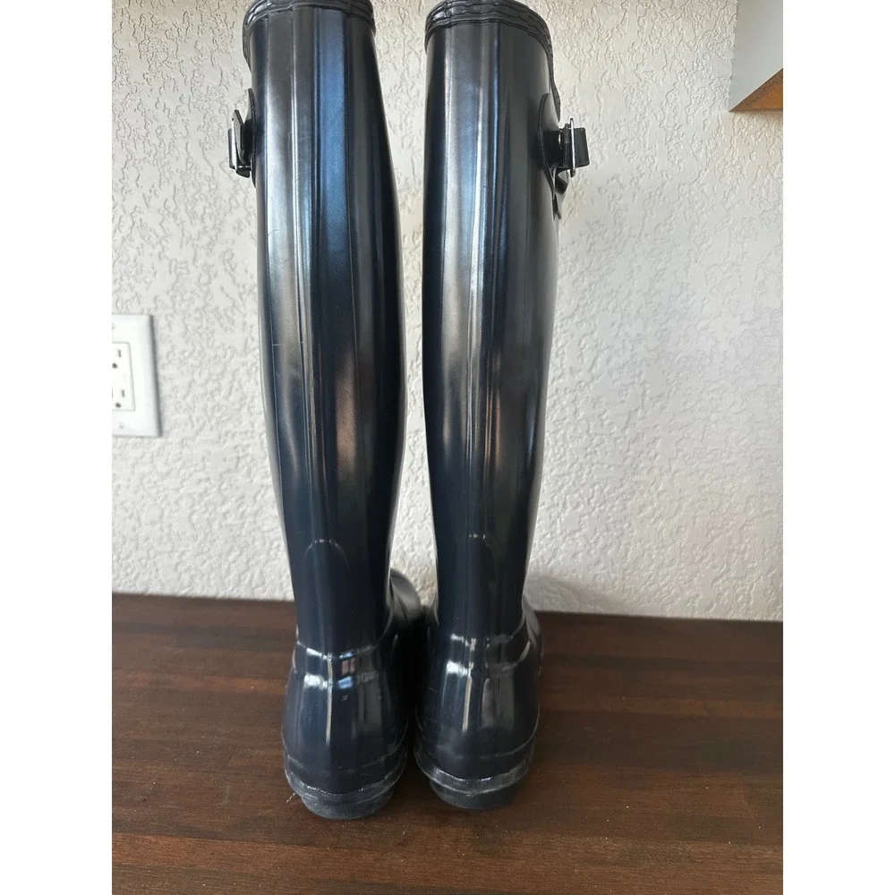 Hunter Women Tall Waterproof Rain Boots Navy Blue Size US 9‎ UK 7
